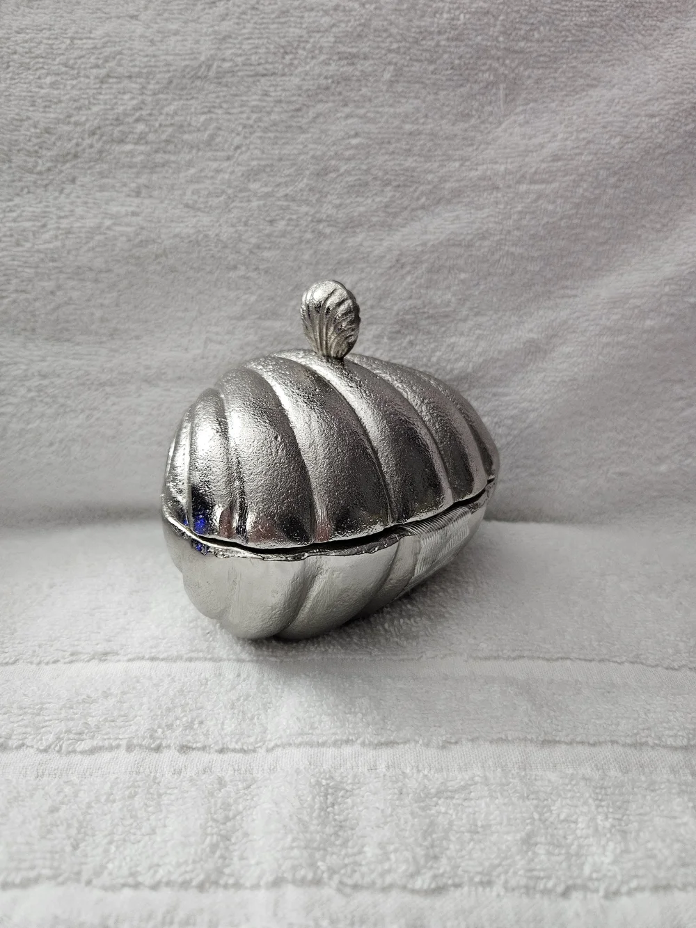 Threshold Studio McGee Silver Shell Container Metal Covered Trinket Box